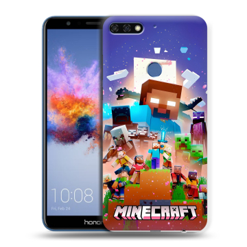 Силиконовый противоударный чехол на Huawei Honor 7C с принтом Майнкрафт Minecraft