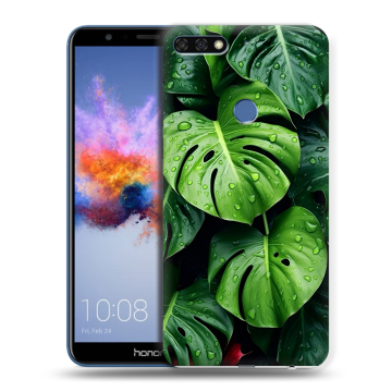 Силиконовый противоударный чехол на Huawei Honor 7C с принтом Листья