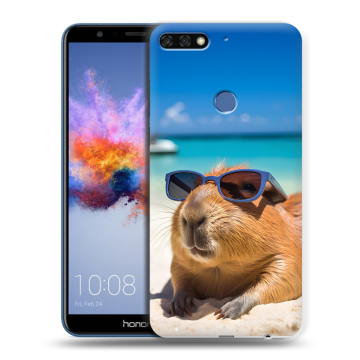 Силиконовый противоударный чехол на Huawei Honor 7C с принтом Капибара Силиконовый противоударный чехол на Huawei Honor 7C с принтом Капибара