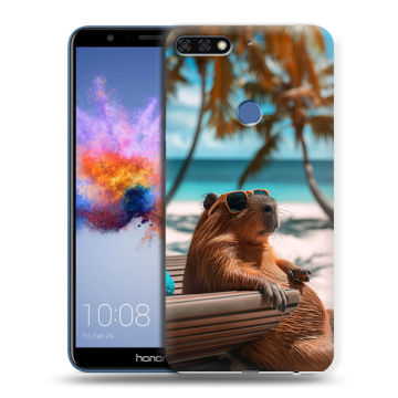 Силиконовый противоударный чехол на Huawei Honor 7C с принтом Капибара Силиконовый противоударный чехол на Huawei Honor 7C с принтом Капибара