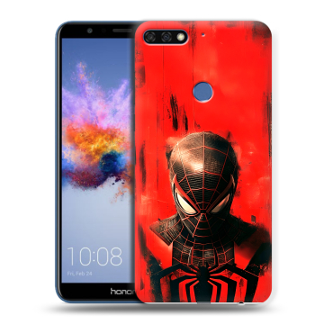 Силиконовый противоударный чехол на Huawei Honor 7C с принтом человек паук spiderman Силиконовый противоударный чехол на Huawei Honor 7C с принтом человек паук spiderman