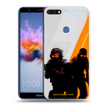 Силиконовый противоударный чехол на Huawei Honor 7C с принтом Контер страйк Counter strike