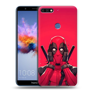 Силиконовый противоударный чехол на Huawei Honor 7C с принтом Дедпул Deadpool