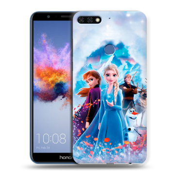 Силиконовый противоударный чехол на Huawei Honor 7C с принтом Холодное сердце Frozen Силиконовый противоударный чехол на Huawei Honor 7C с принтом Холодное сердце Frozen