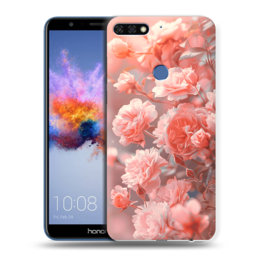 Силиконовый противоударный чехол на Huawei Honor 7C с принтом Розы цветы Силиконовый противоударный чехол на Huawei Honor 7C с принтом Розы цветы