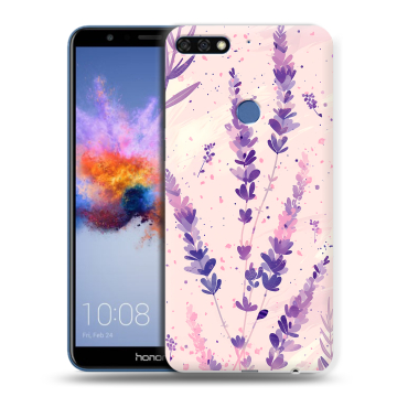 Силиконовый противоударный чехол на Huawei Honor 7C с принтом цветы лаванда Силиконовый противоударный чехол на Huawei Honor 7C с принтом цветы лаванда