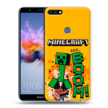 Силиконовый противоударный чехол на Huawei Honor 7C с принтом Майнкрафт Minecraft