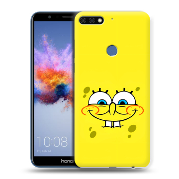 Силиконовый противоударный чехол на Huawei Honor 7C с принтом спанчбоб спанч боб