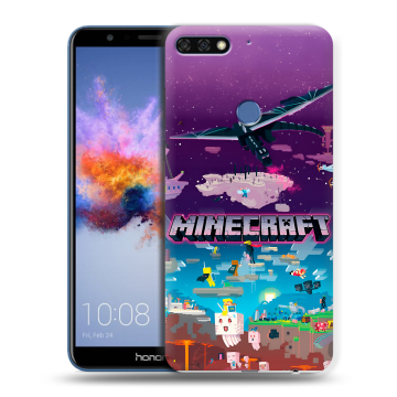 Силиконовый противоударный чехол на Huawei Honor 7C с принтом Майнкрафт Minecraft