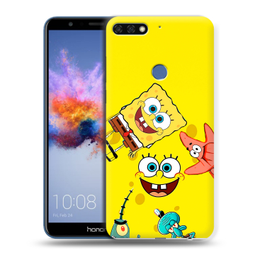 Силиконовый противоударный чехол на Huawei Honor 7C с принтом Спанч боб Спанчбоб
