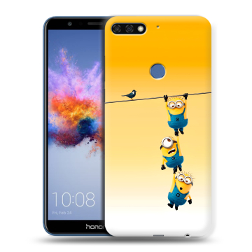 Силиконовый противоударный чехол на Huawei Honor 7C с принтом Миньоны