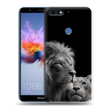 Силиконовый противоударный чехол на Huawei Honor 7C с принтом Лев кошки