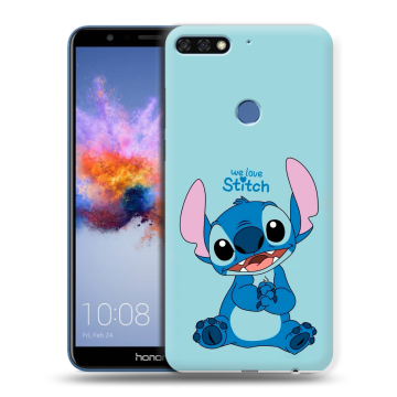 Силиконовый противоударный чехол на Huawei Honor 7C с принтом Лило и Стич