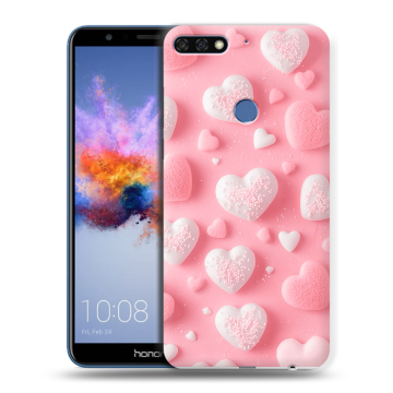 Силиконовый противоударный чехол на Huawei Honor 7C с принтом Сердечки Силиконовый противоударный чехол на Huawei Honor 7C с принтом Сердечки
