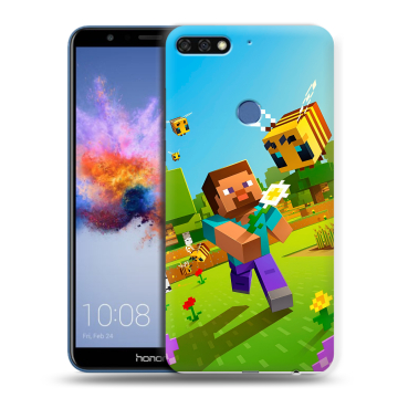 Силиконовый противоударный чехол на Huawei Honor 7C с принтом Майнкрафт Minecraft