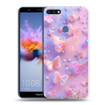 Силиконовый противоударный чехол на Huawei Honor 7C с принтом Бабочки