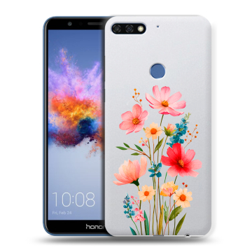 Силиконовый противоударный чехол на Huawei Honor 7C с принтом Цветы