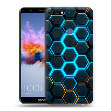 Силиконовый противоударный чехол на Huawei Honor 7C с принтом Неоновые соты