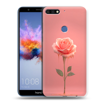 Силиконовый противоударный чехол на Huawei Honor 7C с принтом Розовая роза