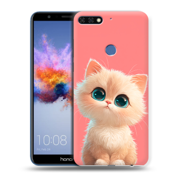 Силиконовый противоударный чехол на Huawei Honor 7C с принтом Розовый котенок
