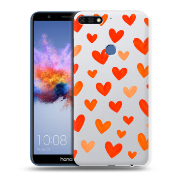 Силиконовый противоударный чехол на Huawei Honor 7C с принтом Сердечки