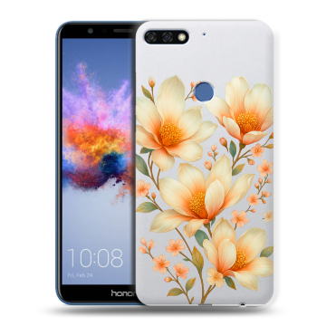 Силиконовый противоударный чехол на Huawei Honor 7C с принтом Цветы