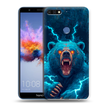 Силиконовый противоударный чехол на Huawei Honor 7C с принтом Медведь