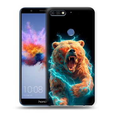 Силиконовый противоударный чехол на Huawei Honor 7C с принтом Медведь