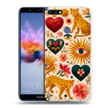 Силиконовый противоударный чехол на Huawei Honor 7C с принтом Модный принт