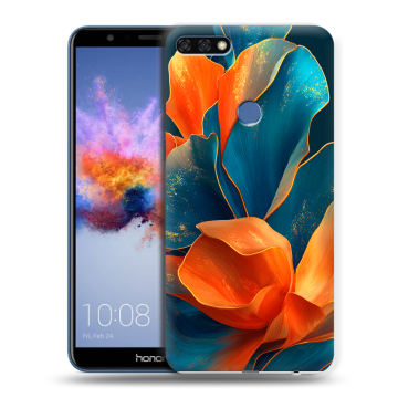Силиконовый противоударный чехол на Huawei Honor 7C с принтом Цветы