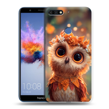 Силиконовый противоударный чехол на Huawei Honor 7C с принтом Милая сова