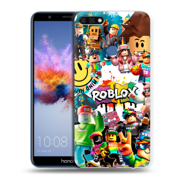 Силиконовый противоударный чехол на Huawei Honor 7C с принтом Roblox Роблокс