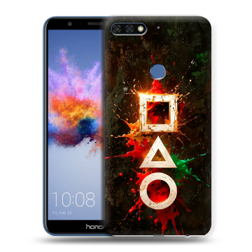 Силиконовый противоударный чехол на Huawei Honor 7C с принтом Squid Game Игра кальмара