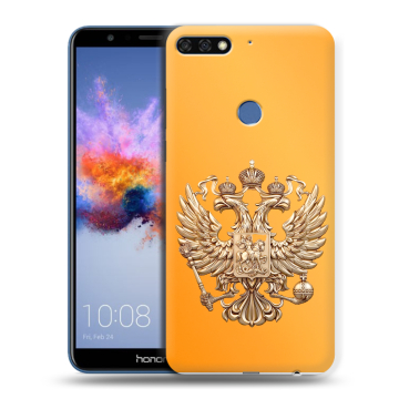 Силиконовый противоударный чехол на Huawei Honor 7C с принтом Герб Флаг России