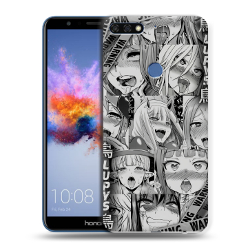 Силиконовый противоударный чехол на Huawei Honor 7C с принтом Ahegao Ахегао Аниме