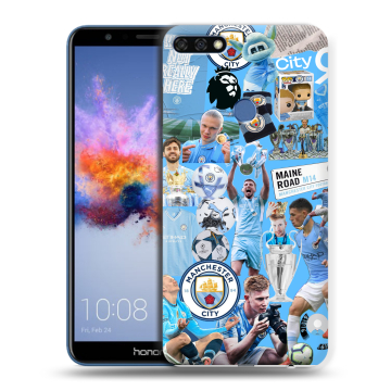 Силиконовый противоударный чехол на Huawei Honor 7C с принтом Man City Манчестер Сити