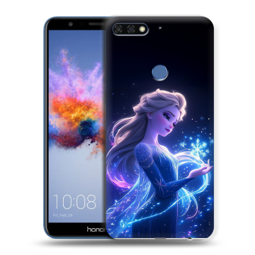 Силиконовый противоударный чехол на Huawei Honor 7C с принтом Холодное сердце Frozen