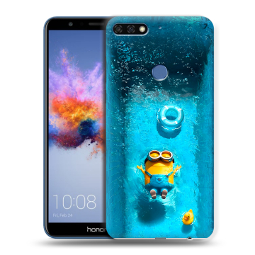 Силиконовый противоударный чехол на Huawei Honor 7C с принтом Миньоны