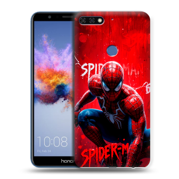 Силиконовый противоударный чехол на Huawei Honor 7C с принтом Spiderman Человек паук