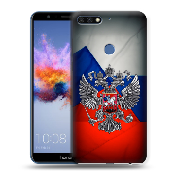 Силиконовый противоударный чехол на Huawei Honor 7C с принтом Флаг России Силиконовый противоударный чехол на Huawei Honor 7C с принтом Флаг России