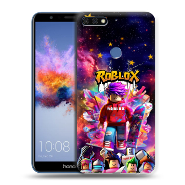 Силиконовый противоударный чехол на Huawei Honor 7C с принтом Roblox Роблокс