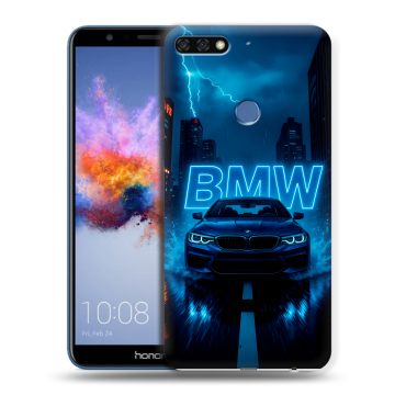 Силиконовый противоударный чехол на Huawei Honor 7C с принтом BMW БМВ Силиконовый противоударный чехол на Huawei Honor 7C с принтом BMW БМВ