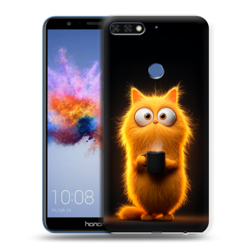 Силиконовый противоударный чехол на Huawei Honor 7C с принтом Смешной кот