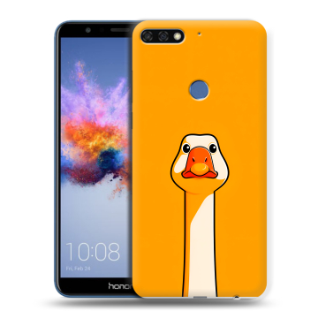 Силиконовый противоударный чехол на Huawei Honor 7C с принтом Смешная утка