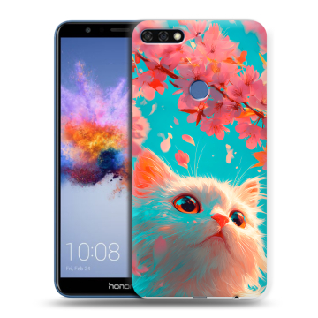 Силиконовый противоударный чехол на Huawei Honor 7C с принтом Красивый кот