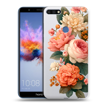 Силиконовый противоударный чехол на Huawei Honor 7C с принтом цветы