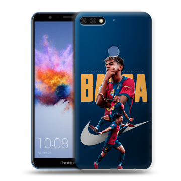 Силиконовый противоударный чехол на Huawei Honor 7C с принтом Барселона Barca Yamal Силиконовый противоударный чехол на Huawei Honor 7C с принтом Барселона Barca Yamal