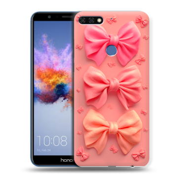 Силиконовый противоударный чехол на Huawei Honor 7C с принтом Розовые бантики