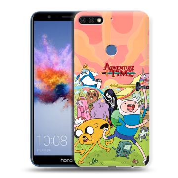 Силиконовый противоударный чехол на Huawei Honor 7C с принтом Adventure time Время приключений