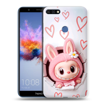Силиконовый противоударный чехол на Huawei Honor 7C с принтом Labubu Лабубу